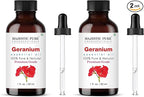 Majestic Pure Essential Oil with Glass Dropper - 100% Pure and Natural - Essential Oils for Diffuser, Aromatherapy, Soap and Candle Making, Geranium Essential Oil, Geranium Oil, 1 Fl Oz (Pack of 2)