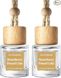 C Classy Hanging Car Air Freshener 2 Pack, Strawberry Pound Cake Essential Oil Diffuser, Long-Lasting Fragrance, Cute Glass Bottle Car Accessories for Women & Men, Made in USA
