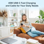 45W USB C iPhone 17 16 15 Fast Charger Block and 2x6ft/2x10ft Type C to C Cable Cord Long,Wall Charging Plug Adapter Cube Brick for Apple iPhone 17 Pro Max/17 Air/16 Pro Max/16/15 Pro/15 Plus/iPadMini