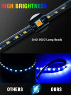 8 Pcs Car Led Light Strip IP67 Waterproof 11" Flexible Led Lights Underglow 12V for Car Motorcycle Boat Golf Cart Interior Exterior Decoration - Green, Blue, Red, White