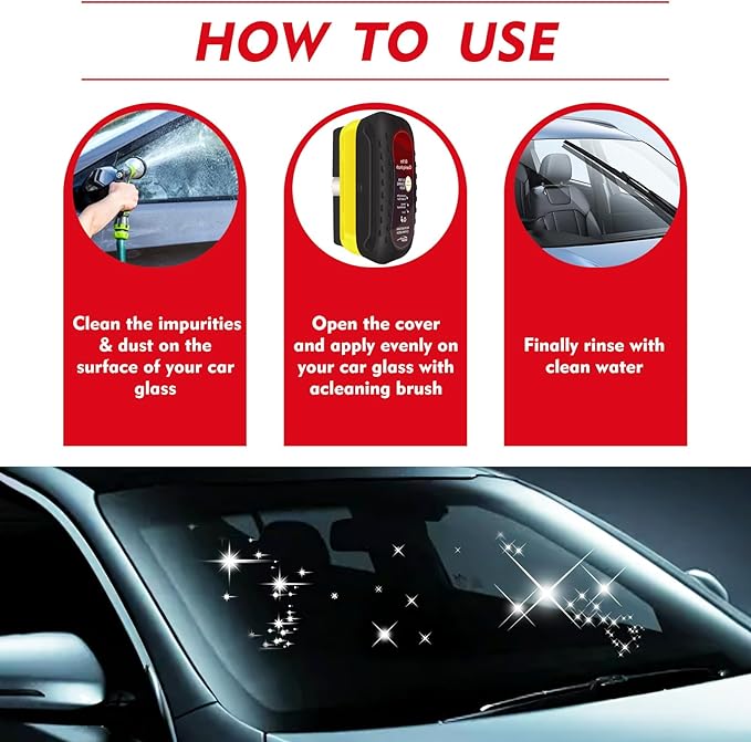 Automotive Oil Film Cleaning Brush with Reusable Foam Sprayer, Upgraded Antifog Glass Cleaning Board, Glass Oil Film Remover for Car Windows & Windshields, Versatile Car Glass Cleaner Brush (Black)