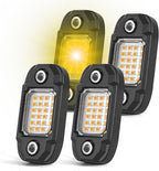 4 Pods Yellow LED Rock Light Waterproof Neon Trail Rig Lamp Underglow Lights for Car Truck Motorcycle SUV ATV UTV (Yellow)