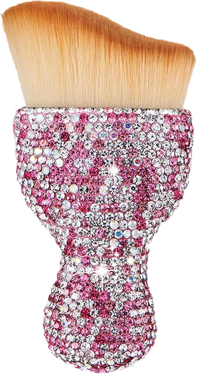Car Interior Brush Blingbling Car Accessories for Women,Dust Sweeping Soft Brush with Rhinestone Handle,Detailing Brush Cleaner for Dashboard, Air Conditioner Vents, Computer Keyboard, etc (Pink)
