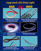 12V Car LED Strip Light,24inch Car Interior Light Strip IP68 Waterproof Cuttable for Car Motorcycles Boat Golf Cart Truck Cargo Home Decoration with Strong Nano Tape,(4PCS)