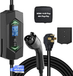 Level 2 Ev Charger for SAE J1772(Plug-Play),40A Fast Charging,220V-240V NEMA 14-50P Plug,25ft Cable ETL Certified,Delay Timer LCD Display,Portable Electric Vehicle Charging Station for Home Level 2