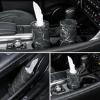 SINGARO Tissue Holder, 4 Pack Car Cup Holder Facial Tissues with Travel Tissue Bag, Quick and Convenient Flower Combination Car Tissue Box(4 Canisters/200 Tissues) Black