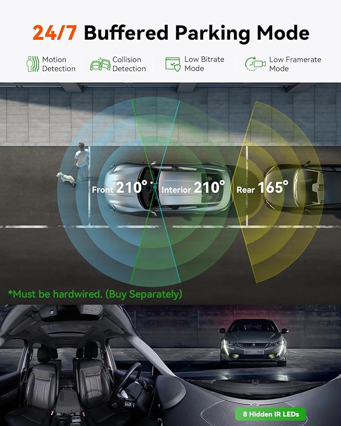 Vantrue E360 Plus All Channel Dash Cam, 585°, Dual STARVIS 2, Fisheye Front + Fisheye Inside + Rear Dash Camera, Dual IR Night Vision, GPS, WiFi, Touchscreen, Parking Mode, Voice Control, Support 1TB