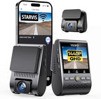 VIOFO Dual Dash Cam, 2K 1440P 60fps+1080P 30fps Front and Rear Dash Camera with Wi-Fi GPS, Parking Mode, Emergency Recording, Super Capacitor, Motion Detection (A129 Plus Duo)