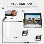 7'' Wired Backup Camera System with DVR Recording, 1080P HD Monitor & IP69 Waterproof RV Rear View Camera, Loop Recording, Split Screen, 12V-24V