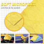 Car Wash Drying Towels, 450gsm Ultra-Thick Absorbent Lint-Free Extra Soft Microfiber Rags for Car Detailing, Interior & Exterior Cleaning Cloths, 16in x 16in - Coral Fleece, Yellow, 12 Packs
