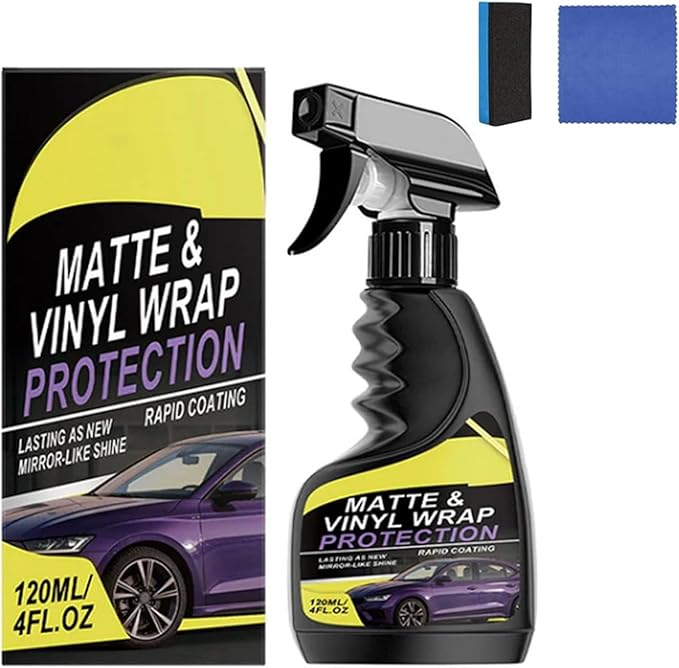 Matte & Vinyl Wrap Protection Spray, Cars Vinyl Wrap Protectant Cleaner, Quick Drying Matte Paint Cleaner for Car, Matte Finish Detailer and Spray Sealant for Cars (1 Pcs)
