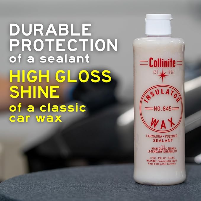 Collinite 845 Insulator Wax - Carnauba+Polymer Sealant, High Gloss, Durable Beading & Long-Lasting Paint Protection for Cars, Boats, Trucks, RVs, Motorcycles (16 fl oz) Pack of 3