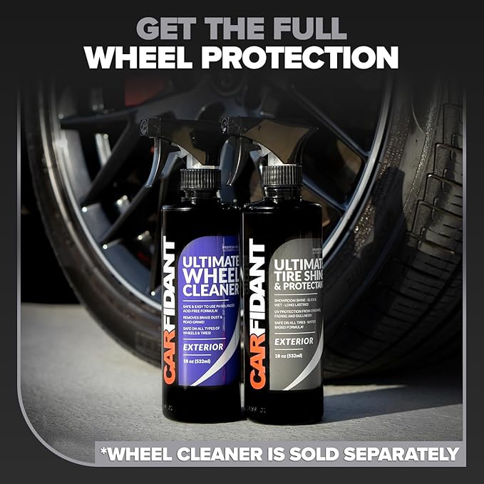 Carfidant Ultimate Tire Shine Gallon - Black Satin Shine - New Look Tire Dressing and Rubber Protectant - Long-Lasting with Non-Grease and No Sling - 128 fl. oz.