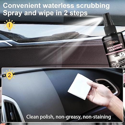 Polishing Cleaner Car Interior, Ultra-fine Spray Water Free Cleaning, Car Interior Polishing Spray for Interior Detailing Rubber Leather