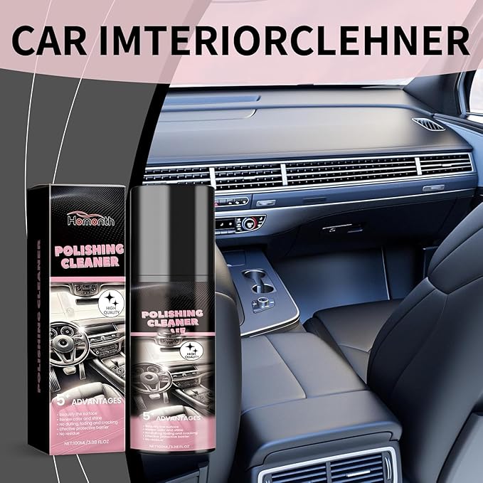 Car Interior Cleaner Spray, 100ml Polishing Cleaner car Interior, Interior Detailer Spray, Vehicle Interior Polish for Dashboards, Seats, Leather, Plastic, No Residue, UnScented (3Pcs)