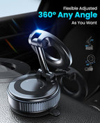 Jononser Magnetic Suction Cup Phone Mount for Magsafe, 360° Adjustable Magnetic Car Phone Holder, Pocket Size Foldable Car Mount, Cell Phone Holders for Your Car for iPhone 17 16 15 14 13 12 Series