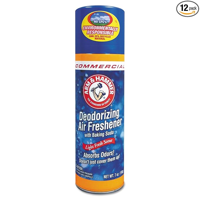 Arm & Hammer 3320094170CT Baking Soda Air Freshener, Aerosol, Light Fresh, 7 oz, (Case of 12)