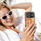 Guppy Compatible with iPhone 17 Pro Magnetic Case, with Full Camera Lens Protector [Compatible with MagSafe] Scratch Resistant Gradient Glass Back Cover Phone Case-Orange