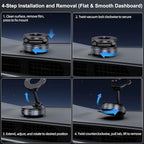 Jikasho Vacuum Magnetic Car Phone Holder for Magsafe, Hands-Free 360° Adjustable Suction Cup Phone Mount for Car/Gym/Mirror/Smooth Surface, Compatible with iPhone & Android (Silver Black)