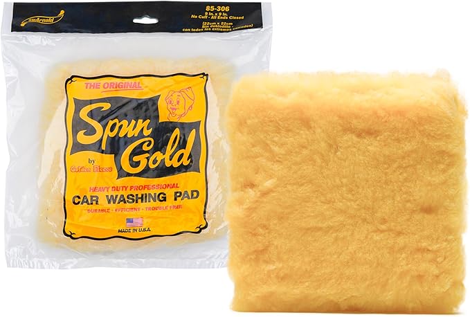SM Arnold Spun Gold™ Professional Grade 9" x 9" Car Wash Pad: Durable, Efficient, Scratch-Proof for Ultimate Vehicle Cleaning | Ideal for Auto Detailing and Maintenance, Ergonomic No-Cuff Design