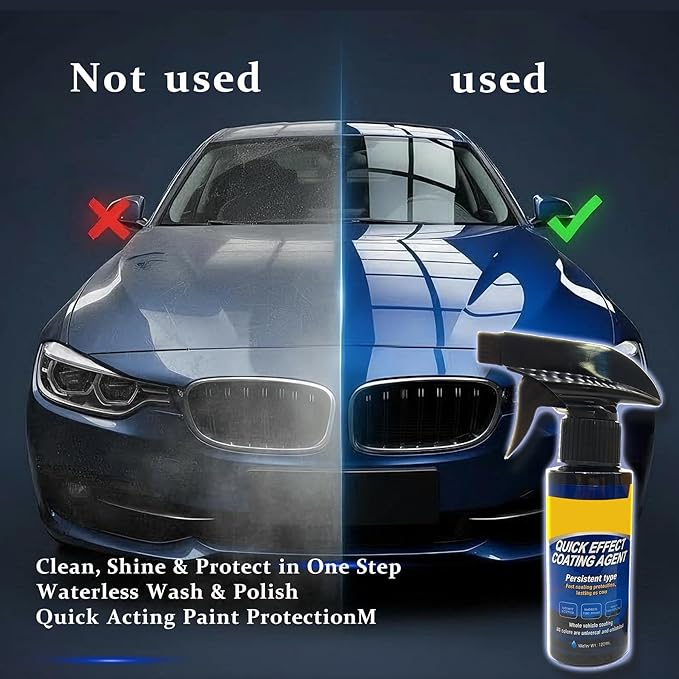 Quick Effect Coating Agent for Car, Nano Car Coating Spray, Quick Effect Coating Agent,Quickly Coat Car Wax,Car Scratch Wax Polish Spray Waterless Wash,Helps Refresh Exterior Gloss & and Glass Cleaner