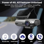 4G Car Security Camera, Dual LTE Dash Cam with 64GB Card, Front & Inside 2K Car Camera, Remote Live View, GPS, 24/7 Parking Mode, IR Night Vision, Two-Way Talk, App Alerts, Cloud/SD Storage, OBD Cable