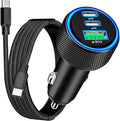 [Apple MFi Certified] iPhone 17 Car Charger, Rombica 3-Port 67W USB-C&USB-A Car Cigarette Lighter PD/QC Fast Car Charge with Type-C Braided Cord for iPhone 17/17 Pro Max/16 Pro/15/Galaxy S26/S25/Pixel
