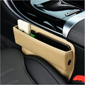 Ziciner Car Seat Gap Organizer, Premium Leather Auto Seat Storage Box, Vehicle Adjustable Front Seat Gap Filler, Car Seat Side Pocket Organizer for Phones, Glasses, Keys, Money, Cards (Beige)