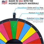 Carnival Color Floor Stand Dry Erase Prize Wheel – 24” Spinning Wheel Game, Vibrant 14 Sections, Durable Wood, Trade Show Raffle & Event – Made in USA