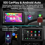 Double Din Car Radio Stereo with 7-Inch Touch Screen, Support CD/DVD Player,Wireless&Wired CarPlay/Android Auto, Bluetooth 5.2, Backup Camera Included, USB/TF/AUX, FM/AM Radio, EQ