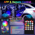 Car Led Light Interior 6 Inch 48LEDs Soft Lighting Frosted Under Dash Foot Well Light RGB, 29 Modes Static/Gradient/Strobe/Music, with Controller App Timer, USB 5V