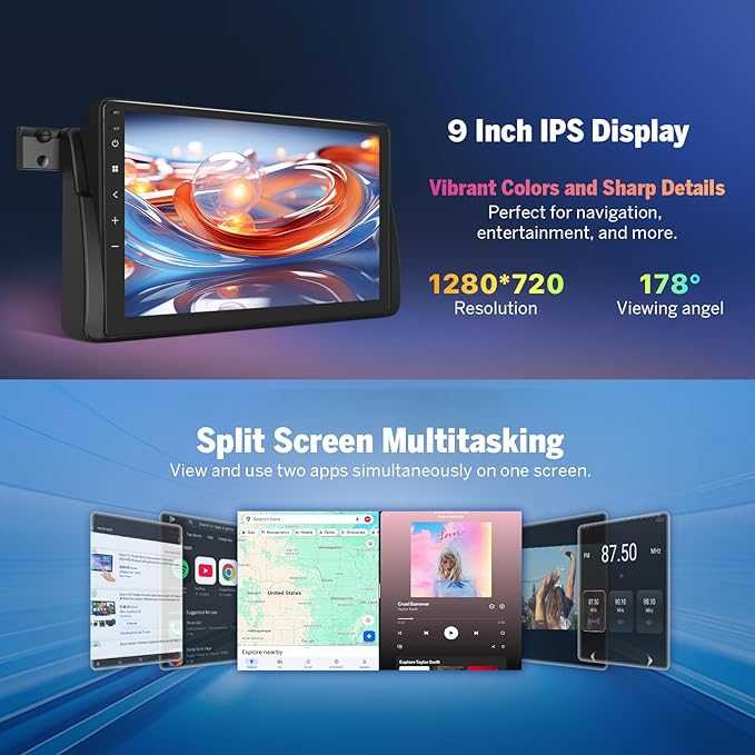 Eonon Car Stereo 4+64GB for BMW 3 Series 325i 330i M3 (E46) 1998-2006, Android 14 Wireless CarPlay Stereo, 9 Inch Touchscreen Android Auto Radio, Bluetooth/SWC/GPS, (E46X7 Upgrade)