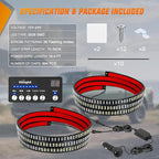 Nilight 2PCS 70 Inch Emergency Strobe Light Strip with Controller 864 LED Green White Running Board Lights Flexible Side Flashing Warning Caution Safety Waterproof for Truck Construction Pickup