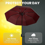 Rain-Mate Windproof Compact Umbrellas for Rain - Strong Reinforced Fiberglass Rib Design & Auto Open & Close - Portable Folding Travel Umbrella - Lightweight & Packable for Women & Men, Easy Collapse