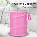 Car Trash Can, 2 Packs Mini Collapsible Car Trash Bin for Front Back Seat, Pop up Garbage Can, Portable Bag Hanging for Vehicle SUV Rv Truck Accessories Interior, Pink
