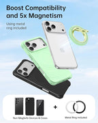 SYNCWIRE Magnetic Phone Ring Holder for MagSafe, 360° Rotation Dual Sided Magnet Grip Cell Phone Ring Stand Finger Kickstand Compatible with iPhone 17 16 15 14 13 12 Pro Max fits MagSafe