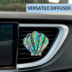 ORIESSE Seashell Car Decor,Coastal Car Air Freshener,Iridescent Abalone Seashell Air Vent Clips,Ocean Themed Car Interior Dashboard Accessories,Girly Refillable Diffuser