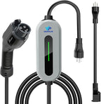 Level 1 and 2 Portable Ev Charger 16A, Electric Car Charger J1772 with 25ft Cable, Electric Vehicle Charging Stations Outdoor with Nema 6-20 Plug and Nema 5-15 Adapter, EV Chargers for Home 110v-240v