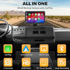 4 Channel Backup Camera Dash Cam System for Trucks, RVs, Trailers, Carplay & Android Auto, 10'' Touch Screen Monitor & DVR Recording, 4 HD1080P Wired Rearview Reverse Cameras IP68-rated..