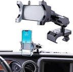 DIAMOOKY Upgraded Metal Phone Mount for Jeep Wrangler JL JLU 2018-2023 and Gladiator JT 2020 2021 2022 2023 Phone Holder Dash Mount System Kit Dashboard Accessories Driver Side (Not for 4xe)