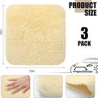 Dingion 3 Pcs Wool Car Wash Pad Wash Mitts Plush Synthetic Polish Pads for Car Washing Detailing Scratch Free,10x10 Inch