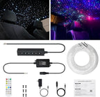 AZIMOM 6LED Colorful Fiber Optic Starlight Headliner Kits 180pcs*0.03in*6.5ft Fiber Strands APP& Remote Control Mix Color Chase Timing Fiber Optic Star Light for Car Home Sky Star Decoration