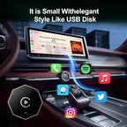 Wireless Carplay Adapter, Android Auto Adapter 2025 Carplay, Plug and Play Convert Wired to Wireless Supports Car Original Control, Mini Car Play Box for Cars