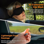 Travel Pillow - Hooded Neck Pillow Airplane Memory Foam Filling for Plane, Office, Cars Sleeping, Road Trip, Long Flights, Airplane Travel Essentials, Includes Eye Mask & Earplugs (Full Blue)