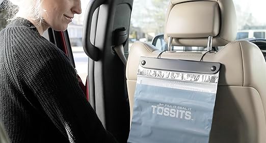 Tossits Recycled Disposable Car Trash Bags – Leakproof, Smell Proof Hanging Garbage Bags for Car, Truck, SUV, RV & Vehicle – Blue, 7 Count Disposable Automotive Trash Bags