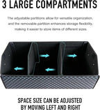 Fyzeoty Trunk Organizer for SUV - Leather Storage Box, Extra Large, Magnetic Lid, Collapsible and Adjustable Car Organizer