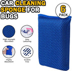 AIDEA Car Wash Sponge, Microfiber Large Bug and Tar Remover for Cars, Non Scratch Reusable Mesh Car Wash Sponges, 6PK, Blue, 5.71 * 3.54 * 1.89 inch
