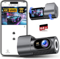 Dash Cam Front 4K - 1.5" IPS Display & 5G WiFi & 64G Card, 360° Rotation Mini Dashcam, Car Camera with WDR Night Vision, 24H Parking Mode, G-Sensor, Loop Recording,170° Angle, Dash Camera for Cars