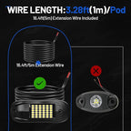 4 Pods 6500k White Rock Lights, IP68 Waterproof 36 LEDs SMD Chips Underglow Kit for Truck Pickup SUV UTV ATV RZR Car Boats