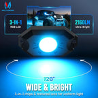 MICTUNING 2026 Upgraded RGB Rock Lights Kit, 8 Pods Underglow Multicolor Neon Light Pod with RF Remote Control Waterproof 12V for Car Trucks ATV UTV RZR SUV Golf Cart, 2 Years Warranty